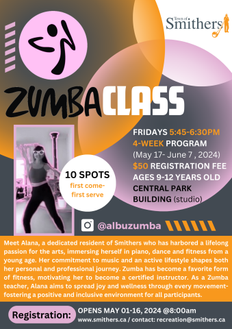 Pre-Teen Zumba 4 Week program for ages 9-12 from May 17 - June 7